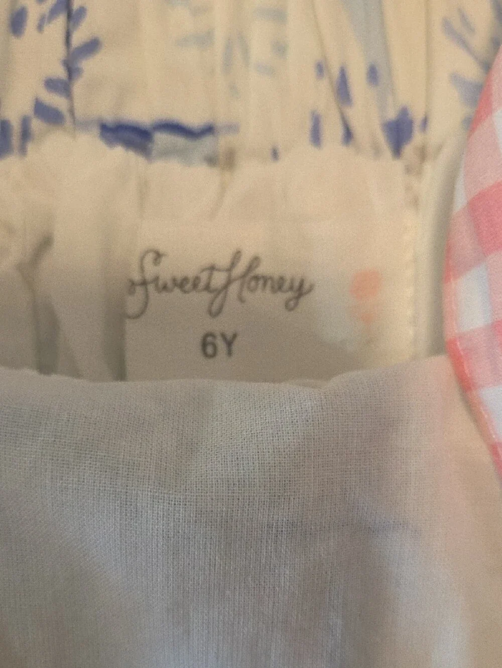 SweetHoney Pink and Blue Fireworks Print Sundress with Gingham Ruffle